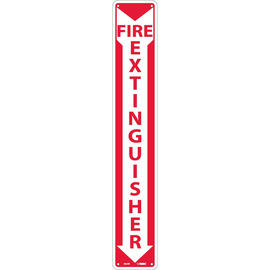 NMC™ 24" X 4" White .05" Plastic Fire Extinguisher Sign "FIRE EXTINGUISHER"
