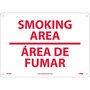 NMC™ 10" X 14" White .05" Plastic Bilingual Sign "SMOKING AREA AREA DE FUMAR"