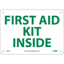 NMC™ 7" X 10" White .05" Plastic First Aid Kit Sign "FIRST AID KIT INSIDE"