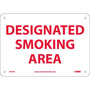 NMC™ 7" X 10" White .05" Plastic Smoking Control Sign "DESIGNATED SMOKING AREA"