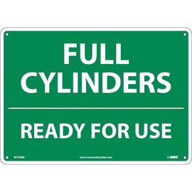 NMC™ 10" X 14" White .05" Plastic Cylinder Sign "FULL CYLINDERS READY FOR USE"