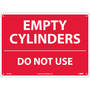 NMC™ 10" X 14" White .05" Plastic Cylinder Sign "EMPTY CYLINDERS DO NOT USE"