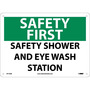 NMC™ 10" X 14" White .04" Aluminum Eye And Shower Wash Station Sign "SAFETY SHOWER AND EYE WASH STATION"