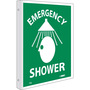 NMC™ 10" X 9" White .05" Plastic Shower Sign "EMERGENCY SHOWER"