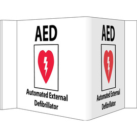 NMC™ 8" X 14 1/2" White .050" Plastic First Aid Sign "AED AUTOMATIC EXTERNAL DEFIBRILLATOR"