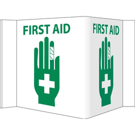 NMC™ 6" X 12" White .118" Vinyl First Aid Sign "FIRST AID"