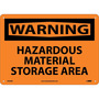 NMC™ 10" X 14" Orange .05" Plastic Chemicals And Hazardous Material Sign "WARNING HAZARDOUS MATERIAL STORAGE AREA"