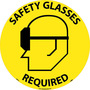NMC™ 17" X 17" Yellow .0045" Vinyl Floor Safety Sign "SAFETY GLASSES REQUIRED"