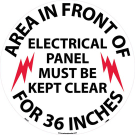 NMC™ 17" X 17" White .0045" Vinyl Floor Safety Sign "AREA IN FRONT OF ELECTRICAL PANEL MUST BE KEPT CLEAR FOR 36 INCHES"
