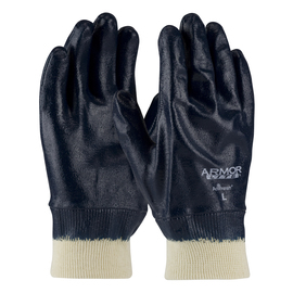 Protective Industrial Products Large ArmorLite® Blue Nitrile Full Hand Coated Work Gloves With Natural Cotton Liner And Knit Wrist