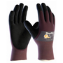 Protective Industrial Products Large MaxiDry® 18 Gauge Black Nitrile Palm, Finger And Knuckles Coated Work Gloves With Purple Nylon And Elastane Liner And Knit Wrist