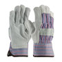 Protective Industrial Products Large Blue Shoulder Split Leather Palm Gloves With Canvas Back And Rubberized Safety Cuff