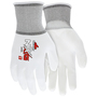 MCR Safety® Large NXG 13 Gauge White Polyurethane Palm And Fingertips Coated Work Gloves With White Nylon Liner And Knit Wrist