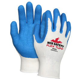 MCR Safety® Size Large NXG 10 Gauge Blue Latex Palm And Fingertips Coated Work Gloves With Blue Cotton And Polyester Liner And Knit Wrist