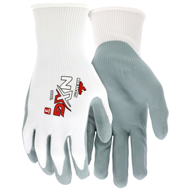 MCR Safety® Small NXG 15 Gauge Gray Nitrile Palm And Fingertips Dipped Coated Work Gloves With Gray Nylon Liner And Knit Wrist