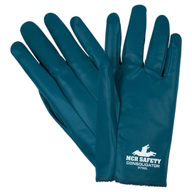 MCR Safety® Size Large Consolidator® Blue Nitrile Cut and Sewn Coated Material Coated Work Gloves With Blue Nitrile Liner And Slip-On Cuff