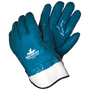 MCR Safety® Large Predator® Blue Nitrile Full Dip Coated Work Gloves With Blue Jersey And Foam Liner And Safety Cuff
