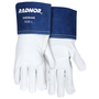 RADNOR™ Large 12 1/4" White And Blue Premium Grain Goatskin Unlined MIG/TIG Welders Gloves With 4" Split Cowhide Gauntlet Cuff