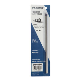 RADNOR™ 1/8" X 7" E3™ Tungsten Electrode Ground (2 Per Package)
