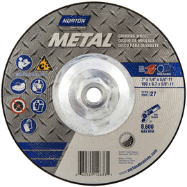 Norton® 7" X 1/4" X 5/8" - 11" Metal A AO Extra Coarse Grit Aluminum Oxide Type 27 Grinding Wheel