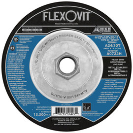 Flexovit® 4 1/2" X 1/8" X 5/8" - 11 HIGH PERFORMANCE™ 24 - 30 Grit Aluminum Oxide Grain Reinforced Type 27 Spin-On Depressed Center Combination Wheel