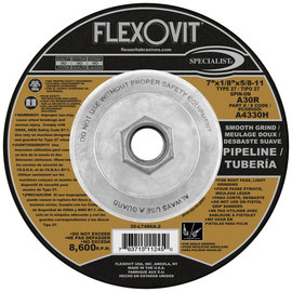 Flexovit® 7" X 1/8" X 5/8" - 11 SPECIALIST® PIPELINE 30 Grit Aluminum Oxide Grain Reinforced Type 27 Spin-On Depressed Center Combination Wheel