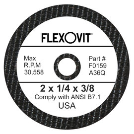 Flexovit® 2" X 1/4" X 3/8" HIGH PERFORMANCE™ 36 Grit Aluminum Oxide Grain Reinforced Type 1 Grinding Wheel