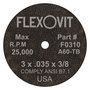 Flexovit® 3" X .035" X 3/8" HIGH PERFORMANCE™ 60 Grit Aluminum Oxide Grain Reinforced Type 1 Cut Off Wheel