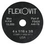 Flexovit® 4" X 1/16" X 3/8" HIGH PERFORMANCE™ 46 Grit Aluminum Oxide Grain Reinforced Type 1 Cut Off Wheel