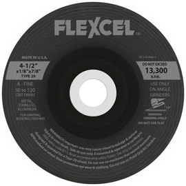 Flexovit® 4 1/2" X 1/8" X 7/8" FLEXCEL® 50 - 120 Grit Aluminum Oxide Grain Reinforced Type 29 Semi Flexible Grinding Wheel