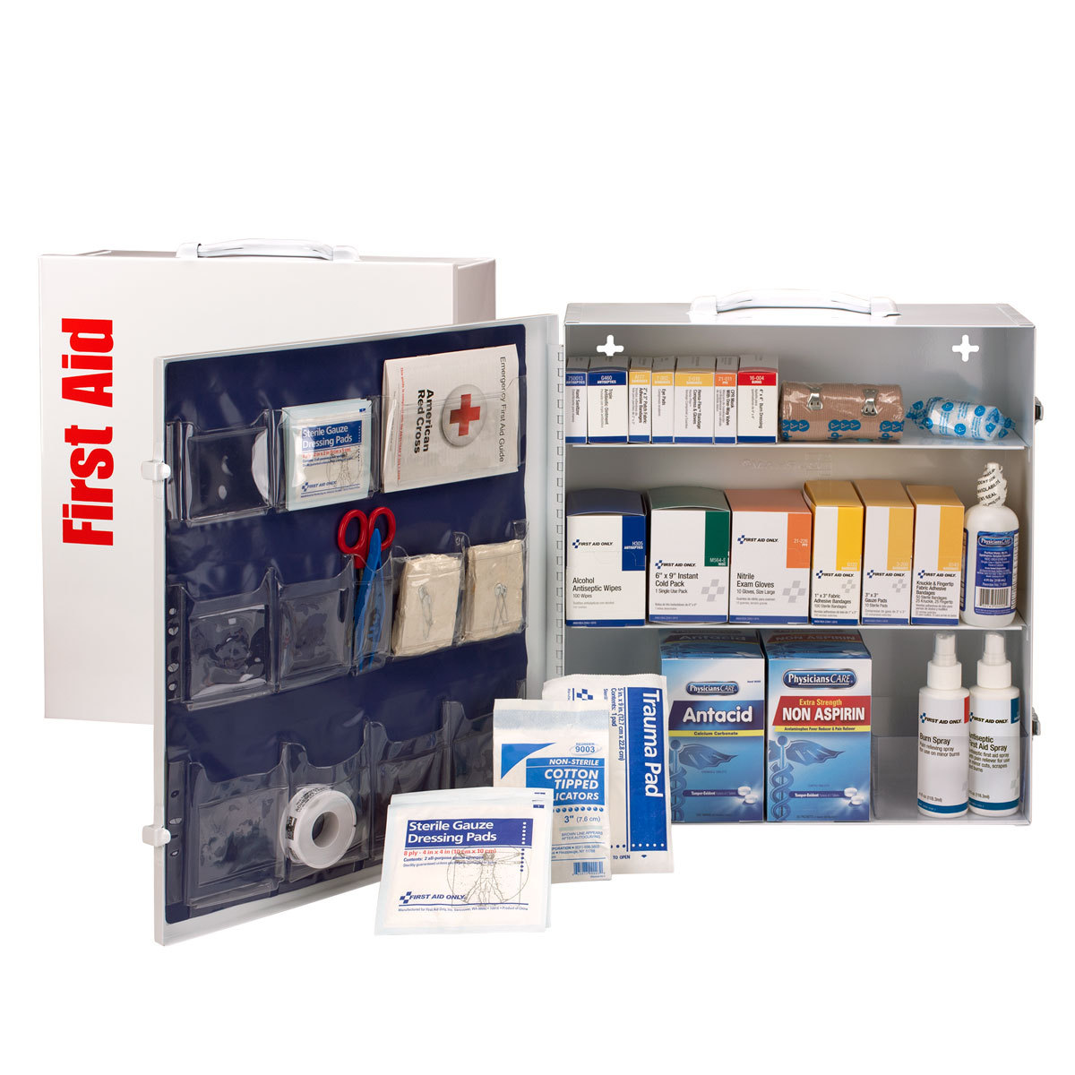 Airgas - AU390574 - First Aid Only® White Metal Wall Mount 150 Person 3  Shelf First Aid Cabinet With Medicinals