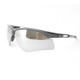 RADNOR™ Premier Series Black Safety Glasses With Smoke Polycarbonate Mirror/Anti-Scratch Lens