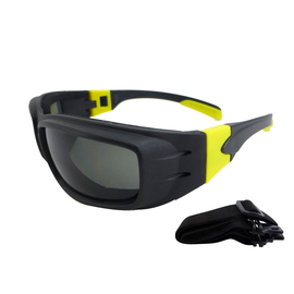 RADNOR™ Panzer™ Black Safety Glasses With Gray Anti-Fog/Anti-Scratch Lens
