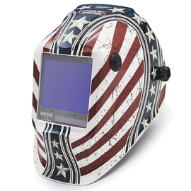 Lincoln Electric® VIKING® 3350 Red/White/Blue Welding Helmet With Variable Shades 5 - 13 Auto Darkening Lens, 4C® Lens Technology And Daredevil™ Graphic