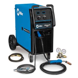 Miller® Millermatic® 252 Single Phase MIG Welder With 208 - 240 Input Voltage, 300 Amp Max Output, Auto Gun Detect™, EZ-Change™ Low Cylinder Rack/Running Gear, And Accessory Package
