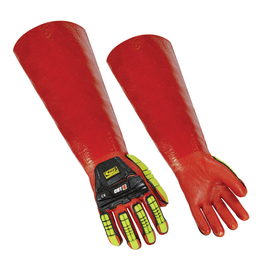 Ansell Size 12 Black And Hi-Viz Green Over Red RINGERS GLOVES® 075 PVC Chemical Resistant Gloves