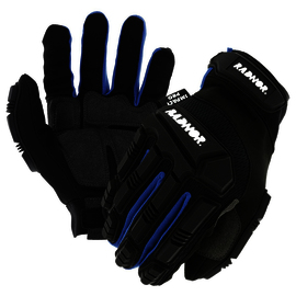 RADNOR™ Large Black And Blue TrekDry® And Synthetic Leather Full Finger Mechanics Gloves With Hook And Loop Cuff