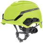 MSA Hi-Viz Yellow V-Gard® H1 Safety Helmet HDPE Cap Style Climbing Helmet With Ratchet Suspension