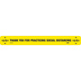 AccuformNMC™ 2.25" X 20" Yellow/Black Walk-On™ Non-Skid Smooth Vinyl "6 ft THANK YOU FOR PRACTICING SOCIAL DISTANCING 6 ft (With Arrow Pictogram)"