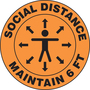 AccuformNMC™ 12" Black/Orange Slip-Gard™ Vinyl Covid Sign "SOCIAL DISTANCE MAINTAIN 6 FT (human symbol)"