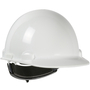 Protective Industrial Products White Dom™ HDPE Non-Vented Cap Style Hard Hat With Swing Ratchet/4 Point Nylon Webbing Cradle Suspension