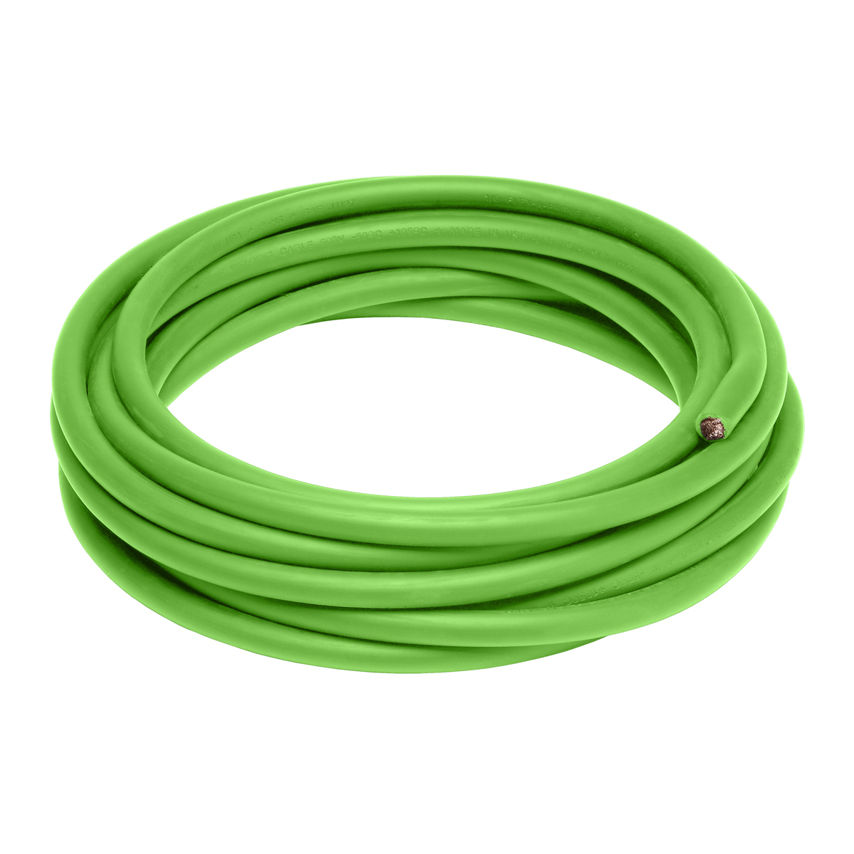 5' FT 1/0 AWG WELDING/BATTERY CABLE GREEN 600V MADE IN USA COPPER EPDM JACKET 