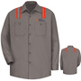 Bulwark 4X/Regular Graphite Gray Red Kap® 6.4 Ounce 100% Cotton Long Sleeve Shirt With Front Button Closure