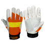 Tillman™ Size Large Yellow, Orange And White TrueFit™ Goatskin And Spandex Full Finger Mechanics Gloves With Elastic And Hook and Loop Cuff