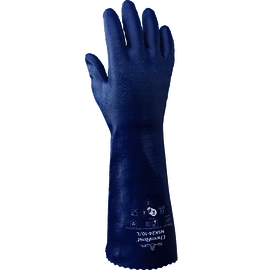 SHOWA® Size 9 Blue White Lined Nitrile Chemical Resistant Gloves
