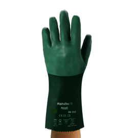 Ansell Size 9 Green AlphaTec® Interlock Cotton Lined Neoprene Chemical Resistant Gloves