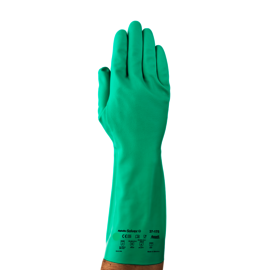 Ansell Size 10 Green AlphaTec® Solvex® Flock Lined Unsupported Nitrile Chemical Resistant Gloves