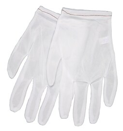 MCR Safety Large White Light Weight Nylon Inspection Gloves With Hemmed Cuff