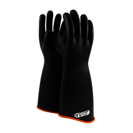 PIP® Size 9 Black NOVAX Natural Rubber Class 1 High Voltage Electrical Insulating Linesmen Gloves With Contour Cuff