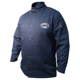 Protective Industrial Products Caiman® X-Large Navy FR Cotton Flame Resistant Jacket With Snap Front Closure And Stand Up Collar